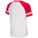 Wisconsin Badgers Colosseum juvenil raglán all pro camiseta blanca roja de manga corta - sporting up