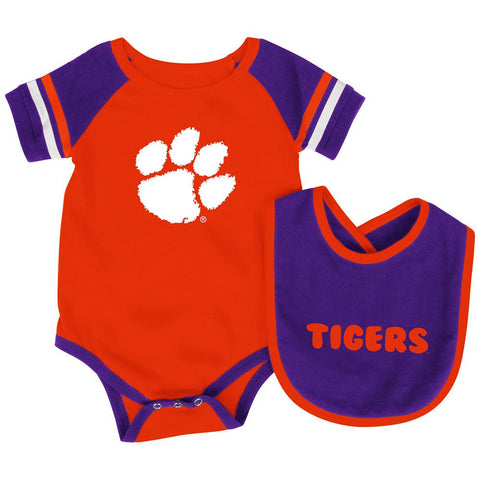 Shop Clemson Tigers Colosseum Roll-Out Infant One Piece Outfit and Bib Set - Sporting Up