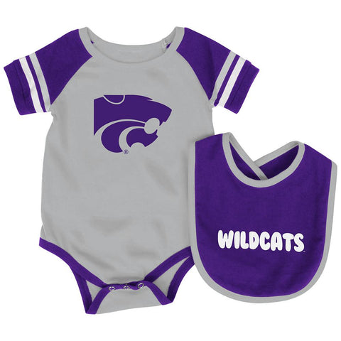 Shop Kansas State Wildcats Colosseum Roll-Out Infant One Piece Outfit and Bib Set - Sporting Up