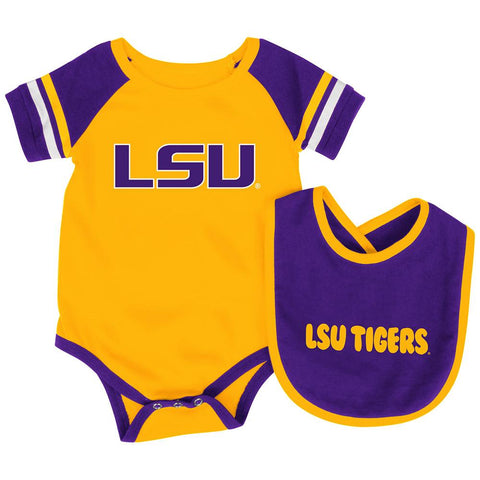 Shop Louisiana State LSU Tigers Colosseum Roll-Out Infant One Piece and Bib Set - Sporting Up