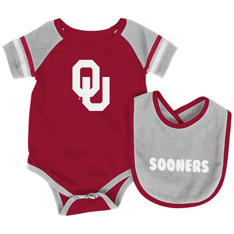Shop Oklahoma Sooners Colosseum Roll-Out Infant One Piece Outfit and Bib Set - Sporting Up