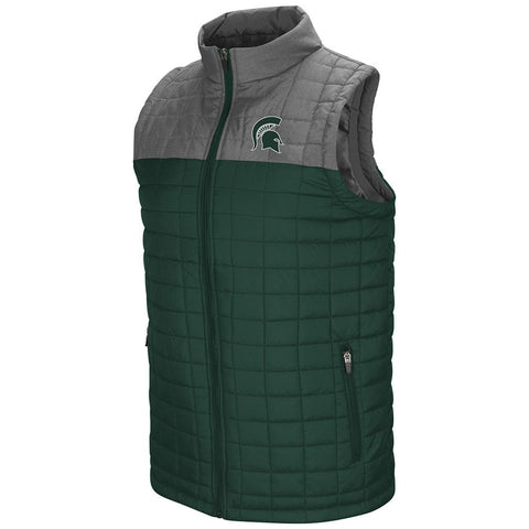Shop Michigan State Spartans Colosseum Amplitude Puff Full Zip Green Gray Vest - Sporting Up