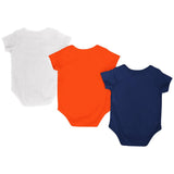 Conjuntos de una pieza para bebé Auburn Tigers Colosseum azul marino naranja blanco - paquete de 3 - sporting up