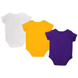 LSU Tigers Colosseum Purple Gold White Infant One Piece Outfits - 3 Pack - Sporting Up