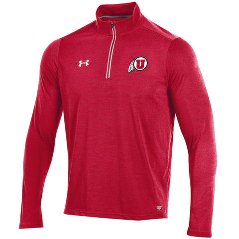 Utah usa la chaqueta roja con jersey ligero de microthread en la línea lateral de Under Armour en el campo - Sporting Up