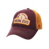 Arizona State Sun Devils Zephyr Maroon Route Style Mesh Back Slouch Adj. Hat Cap - Sporting Up