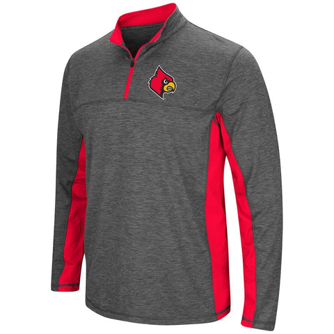 Shop Lousiville Cardinals Colosseum Charcoal Gray & Red Milton 1/4 Zip LS Windshirt - Sporting Up
