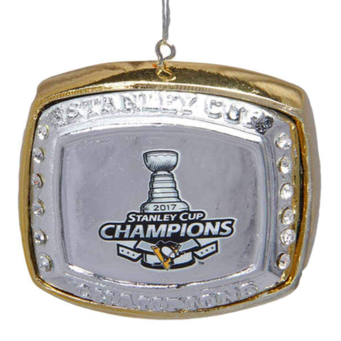 Pittsburgh Penguins 2017 campeones de la Copa Stanley anillo adorno de árbol de Navidad - luciendo