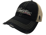 Cadillac General Motors Retro Brand Black Vintage Mesh Adj. Snapback Hat Cap - Sporting Up