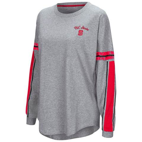 Nc State Wolfpack Colosseum Graues „Mast“-Langarm-T-Shirt in Übergröße für Damen – sportlich