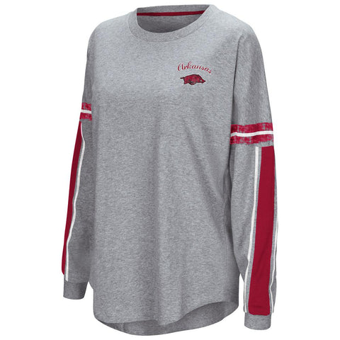 Shop Arkansas Razorbacks Colosseum WOMEN'S Gray "Mast" Oversized LS T-Shirt - Sporting Up
