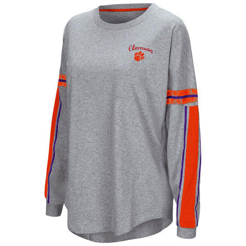 T-shirt à manches longues gris "mast" surdimensionné pour femme de Clemson Tigers Colosseum - Sporting Up