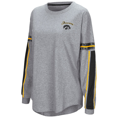 Iowa Hawkeyes Colosseum WOMEN'S Gray "Mast" Oversized LS T-Shirt - Sporting Up