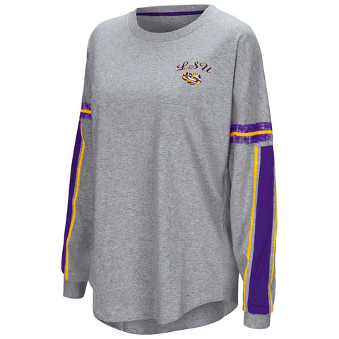 Shop LSU Tigers Colosseum WOMEN'S Gray "Mast" Oversized LS T-Shirt - Sporting Up