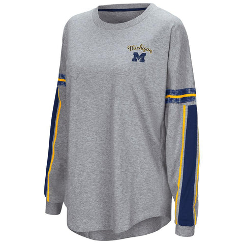 Michigan Wolverines Colosseum WOMEN'S Gray "Mast" Oversized LS T-Shirt - Sporting Up