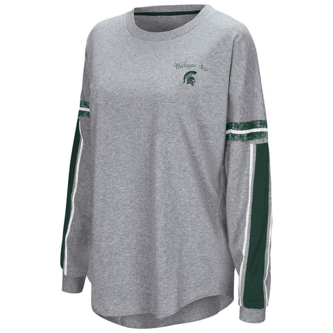 Michigan State Spartans Colosseum WOMEN'S Gray "Mast" Oversized LS T-Shirt - Sporting Up