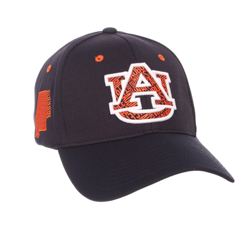 Auburn Tigers Zephyr Dark Navy "Rambler" Structured Stretch Fit Hat Cap (M/L) - Sporting Up