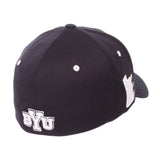 BYU Cougars Zephyr Dark Navy "Rambler" Structured Stretch Fit Hat Cap (M/L) - Sporting Up