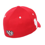 Wisconsin Badgers Zephyr Red "Rambler" Structured Stretch Fit Hat Cap (M/L) - Sporting Up