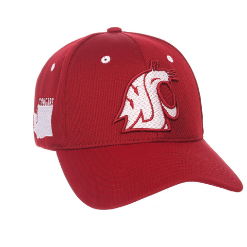 Washington State Cougars Zephyr Cardinal Red « Rambler » Stretch Fit Hat Cap (M/L) - Sporting Up