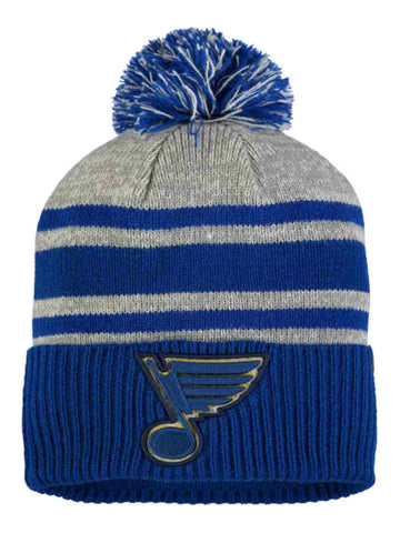 Shop St. Louis Blues Fanatics Royal Blue & Gray Cuffed Poofball Beanie Hat Cap - Sporting Up