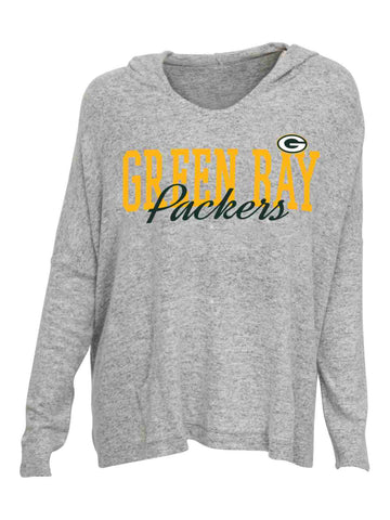 Green Bay Packers Concepts Sport Damen-T-Shirt in Grau, Reprise, übergroß, mit Kapuze – sportlich