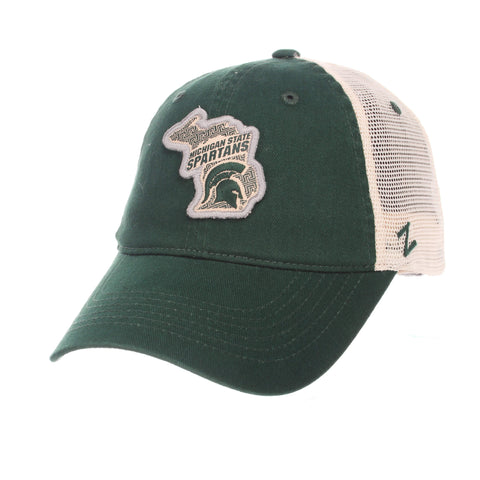 Michigan State Spartans Tide Zephyr Green "Freeway" Mesh Adj. Slouch Hat Cap - Sporting Up