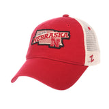 Nebraska Cornhuskers Zephyr "Freeway" Red w/ Cream Mesh Adj. Slouch Hat Cap - Sporting Up