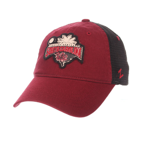 South Carolina Gamecocks Zephyr "Freeway" Red w/ Black Mesh Adj. Slouch Hat Cap - Sporting Up