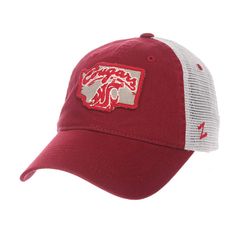 Washington State Cougars Zephyr "Freeway" Rouge avec maille grise Adj. Casquette souple - Sporting Up