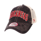 Arkansas Razorbacks Zephyr WOMEN'S Black Wash "Dixie" Mesh Adj. Slouch Hat Cap - Sporting Up