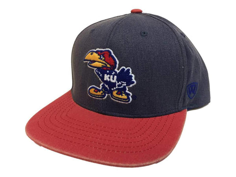 Kansas Jayhawks TOW Two-Tone "Saga" Vintage Snapback Flat Bill Hat Cap - Sporting Up