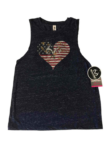 Realtree Active Camouflage WOMEN'S Navy "Liberty" Cut Out Back Tank Top - Sporting Up