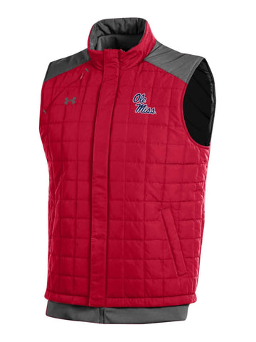 Shop Ole Miss Rebels Under Armour Red Storm Loose Coldgear Full Zip Vest - Sporting Up