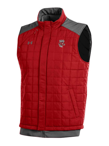 Boutique Wisconsin Badgers Under Armour Red Storm Loose Coldgear Full Zip Vest - Sporting Up