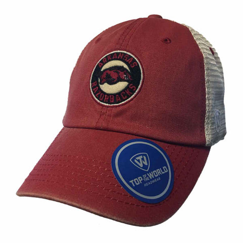 Arkansas razorbacks tow red two-tone "haven" mesh adj. snapback slouch hatt keps - sportig upp