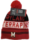 Maryland Terrapins Under Armour Red Sideline Pom Pom Beanie Hat Cap - Sporting Up