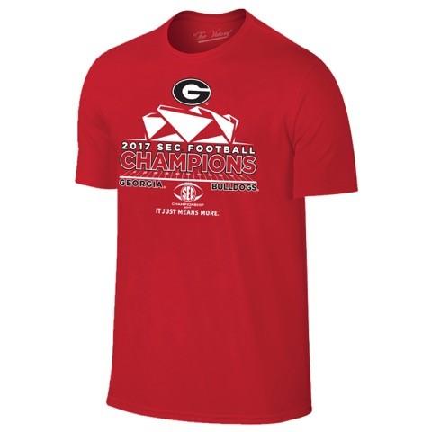 Georgia bulldogs 2017 sec champions omklädningsrum röd t-shirt - sporting up