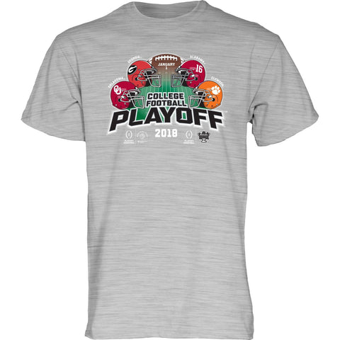 Kaufen Sie das graue T-Shirt „Georgia Oklahoma Clemson Alabama 2018 College Football Playoffs“ – sportlich