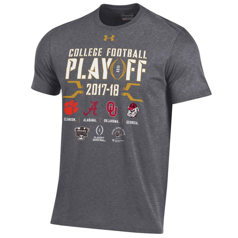 Handla 2018 college-fotbollsslutspel under pansar 4-lagslogotyp grå t-shirt - sportig