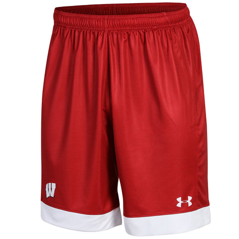 Compre pantalones cortos de fútbol con cordón heatgear sueltos rojos under armour de los tejones de wisconsin - sporting up