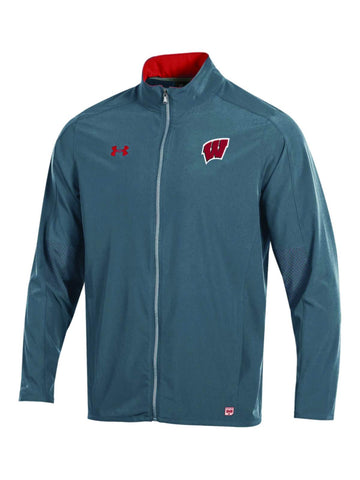 Achetez la veste d'échauffement grise des Badgers du Wisconsin sous armure sur le terrain - Sporting Up