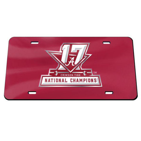 Shop Alabama Crimson Tide 2017-2018 National Champions Crystal Mirror License Plate - Sporting Up