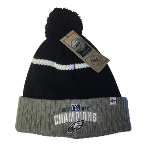 Shop Philadelphia Eagles 2017 NFC Champions Cuffed Poofball Knit Beanie Hat Cap - Sporting Up