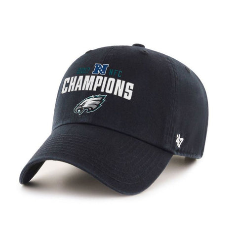 Shop Philadelphia Eagles 2017 NFC Champions Black Clean Up Adj. Slouch Hat Cap - Sporting Up