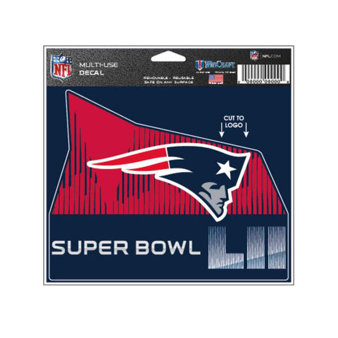 Handla New England Patriots 2018 Super Bowl 52 LII Cut to Logo Multi-Use Dekal - Sporting Up