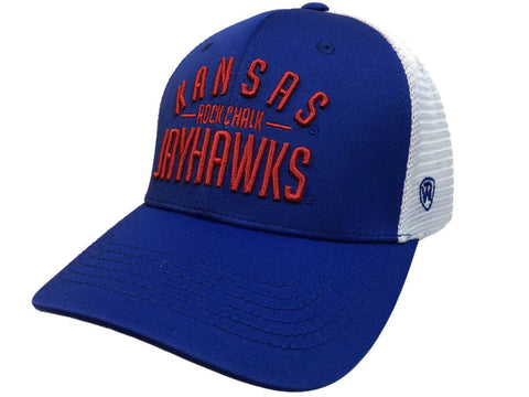 Kansas jayhawks remolque azul entrenador "rock chalk" ajuste trasero de malla. gorra snapback - haciendo deporte