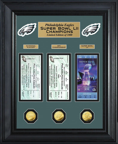 Colección enmarcada de boletos de monedas de lujo de los campeones del super bowl de los Philadelphia eagles 2018 - sporting up