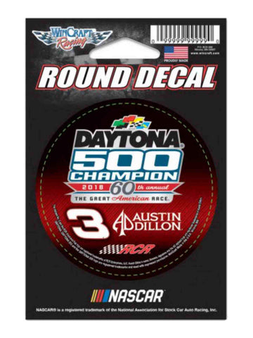 Austin Dillon #3 NASCAR 2018 Daytona 500 Champion WinCraft Round Decal - Sporting Up