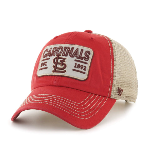 St. Louis Cardinals 47 Brand Red w\\ Tan Mesh Patch Logo Snapback Slouch Hat  Cap